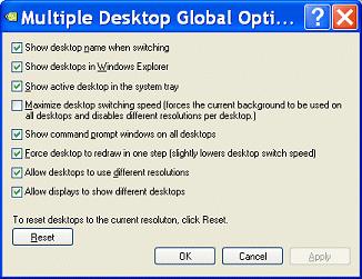 Chapter 8 Managing Desktops Multiple Desktop Global Options To display the Multiple Desktop Global Options dialog box (Figure 8.7) click Options from the Desktops page.