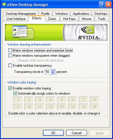 10 Using Effects Make Windows Transparent When Dragged Select the Make Windows Transparent When Dragged check box to enable window transparency when windows are dragged.