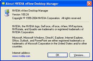 12 Desktop Management Page nview Desktop Manager Version Information.