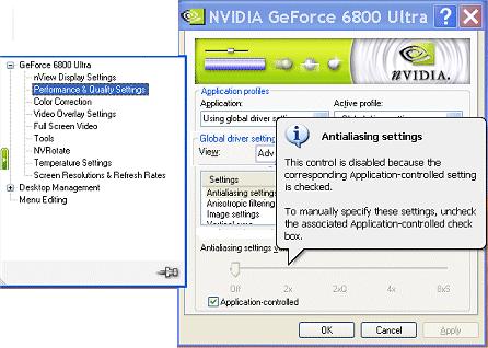 Chapter 4 NVIDIA Control Panel Access Tool Tips Windows style tool tip (pop up) Help appears when you hover your mouse pointer on an item that is partially obscured.