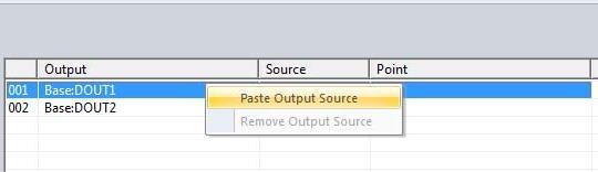 F. RIGHT-CLICK ON FIRST ROW (DOUT1), SELECT PASTE OUTPUT SOURCE G. OPEN EDIT PROPERTIES WINDOW H.