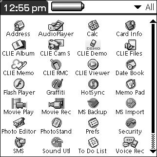 You can also choose to display your favorite category or last-used application when the Palm OS standard screen is displayed. 1 Tap the Home icon.
