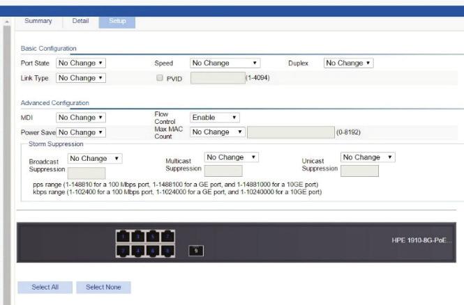 Under Advanced Configuration, click Select All to select all the ports. Then at Flow Control, select Enable.