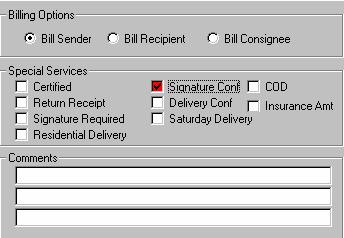 You have Billing Options b. You can select Special Services c.
