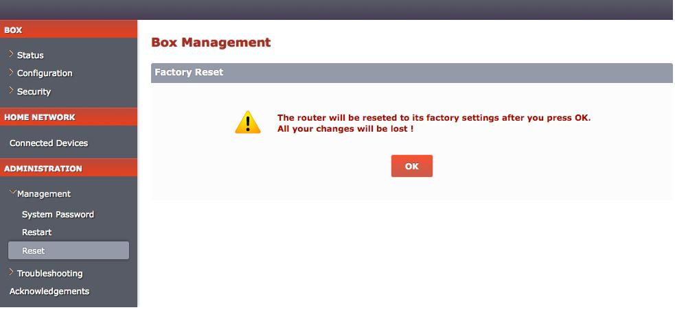 Restoring the factory settings To force your gateway to return to its original factory