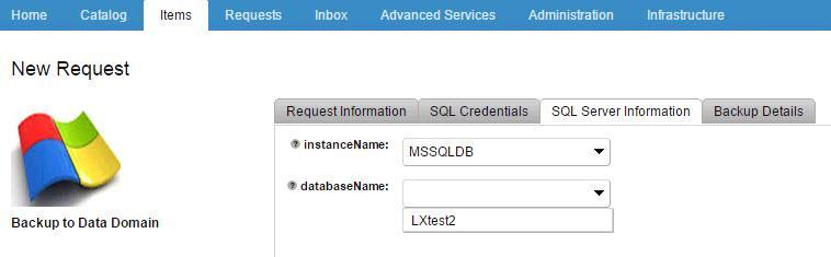 6. A set of list boxes enables you to select the instance and a database on the instance to back up, as shown in Figure 35.