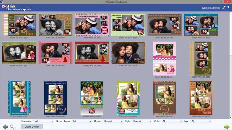 4.1. Select Designs By default, a design appears on the screen. However, you can always choose a design that suits your photobooth theme.