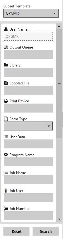 Working with Archived Spooled Files / Templates Subset templates are defined on IBM i and are then available for use within Document Management System GUI.