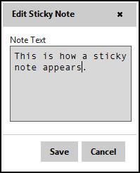 Re-positioning a Sticky Note To re-position a sticky note to a new location on the page, ensure that the contents are visible and position the cursor over the top of the note.