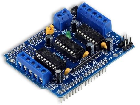 3 L293D Motor Drive Expansion Board for Arduino This is a commonly used DC motor drive module, using L293D chip with small current DC motor driver.
