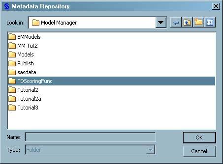 86 Chapter 6 Tutorial 5: Publishing Teradata Scoring Functions 4. Select a location in which to publish the model.