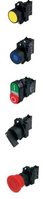 Safety Devices and Signalling Pushbutton & Indicator Light Diameter 22mm Modular, Type Plastic Connection Type : Screw terminal Version Contact Complete Pushbutton with Flat Button, momentary Black