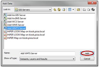 4. Select Add WMTS Server and click Add.