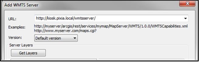 Type in the URL of the HiPER LOOK server (i.e. http://[ip address of server]/wmtsserver/).