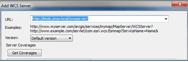 5. Type in the URL of the HiPER LOOK server (i.e. http://[ip address of server]/wcsserver/).