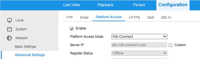 5.2.1 Enable Hik-Connect via a Web Browser Before You Start: Activate the camera before enabling the service. Refer to Chapter 3.2. for more information. Steps: 1.