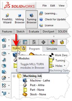 top/left side of the Machining Browser as shown below: 2.
