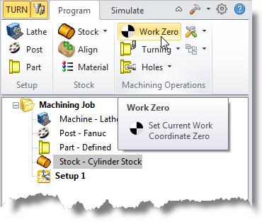 Defining the Machine Setup 35 1. From the Program tab select Work Zero to display the dialog. 2.