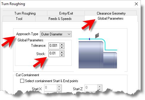 Roughing the Outer Diameter 49 Set Roughing Parameters Next we'll set Roughing Parameters for the Turn Roughing operation. 1. Select the Turn Roughing tab of the dialog. 2.