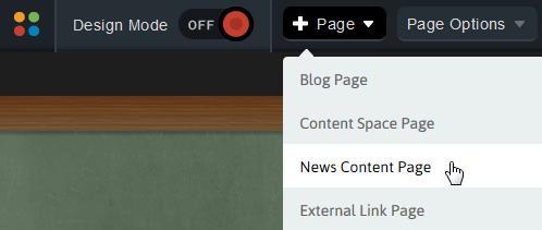 Add a News Content Page In order to add a News Content Page, navigate to the News Section Page you would like the news to be published under.