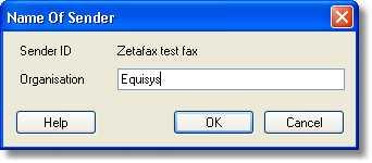 118 Name of Sender Displays the Name Of Sender dialog box to allow you to specify the organization associated with a fax