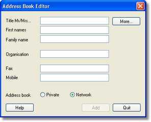 23 How do I add to my address book? The address books provide a convenient way of addressing faxes to regular recipients at a single click. On the Addresses menu, click New Entry.