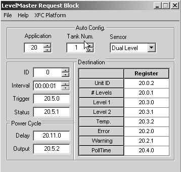 Figure 16. LevelMaster Request Block 3G Save the settings by selecting File from the toolbar and selecting Save As. Note the path where the file is saved.
