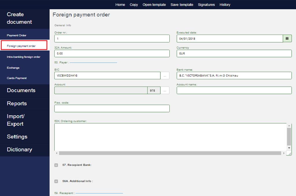 V. How to make a payment order in foreign currency?