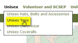 Using the Online Store Selecting an Item: Click on the category name in the top