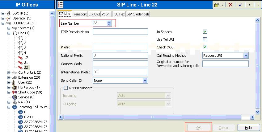 5.4. Create SIP Lines for a SIP Trunk Select Line in the left pane.