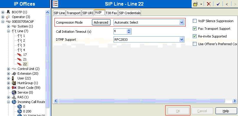 5.6. Configure VoIP Parameters for the SIP Line Select the VoIP tab to Configure VoIP parameters for the SIP Line. Click the Add button (not shown).