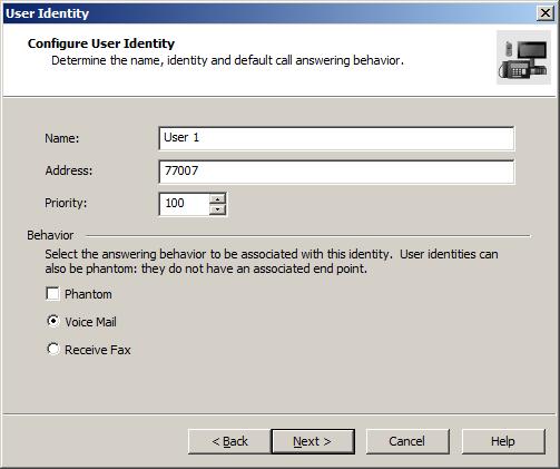 On the Configure User Identity page, provide the following information: Name Enter the user