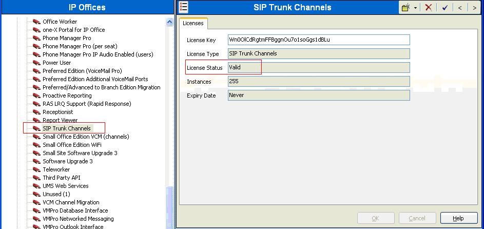 5.1. Verify SIP Trunk Channels License IP Office is configured via the IP Office Manager application.
