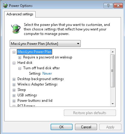 Plan and go to Change advanced power settings.