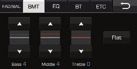 Setting 14.2.2 Sound-BMT (Bass / Middle / Treble) Set up screen Display or Button Description Home icon Change the screen to main menu (home) selection.