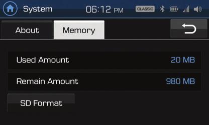By selection of memory tap, possible to check the memory status of emmc. How to select the Setup screen.