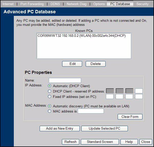 The Advanced PC Database Screen The Advanced PC Database Screen This screen displays when the Advanced button on the PC Database screen is clicked.