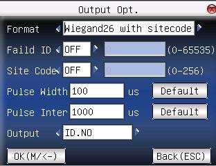 Select OUTPUT OPT.