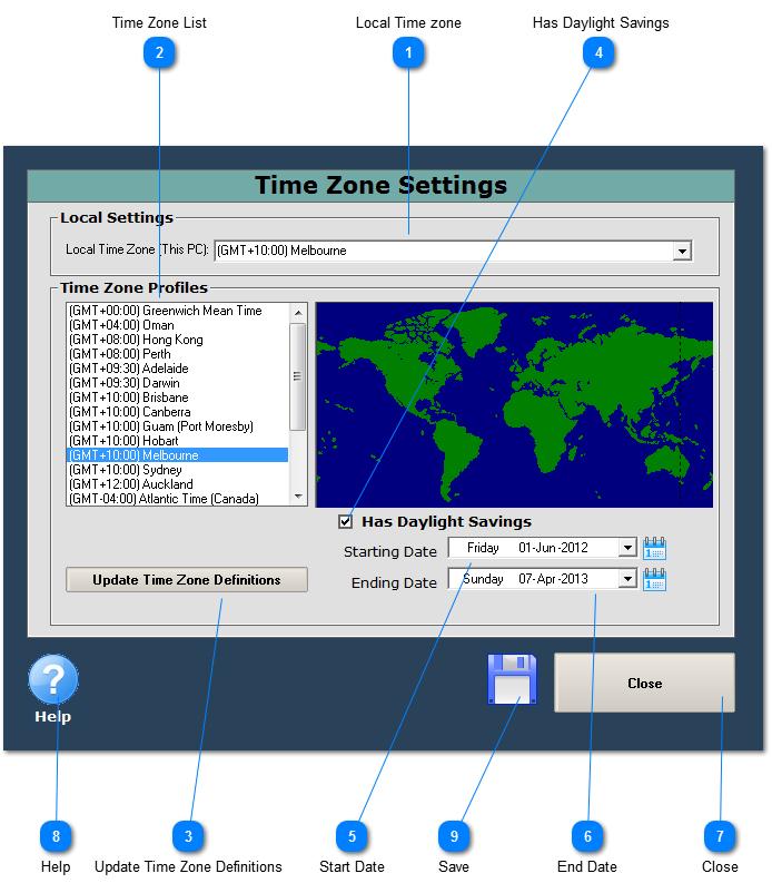 Time Zone Settings Local Time zone