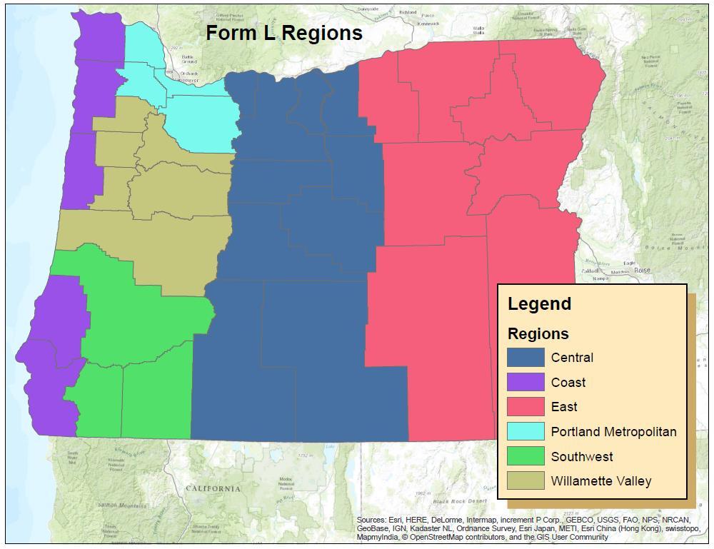 VI. Market Segments by Region and Type of Service Staff divided Oregon into six, county-based geographic regions.