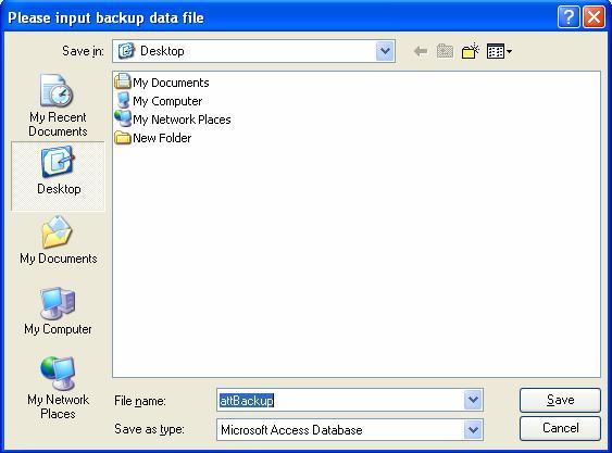 backup database in regular time. Click Data >Backup Database, the following window will popup: Select position to save file, input filename (maybe defined filename), click "Save" button.