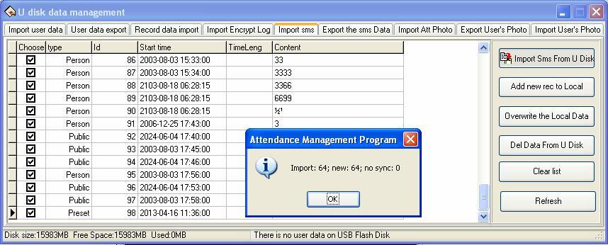 Add new rec to Local: Add the short messages which only exist in the device into the software. Overwrite the Local data: Use the imported data to overlay the data in software.