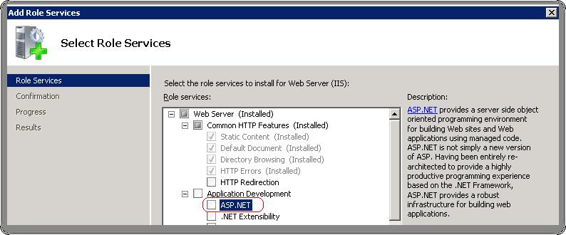 4. If it is not installed, click the Add Role Services link on the right