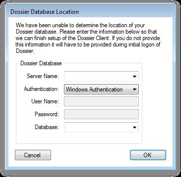 Completing this dialog box is optional. DCloud has its own set of user login accounts separate from Dossier.