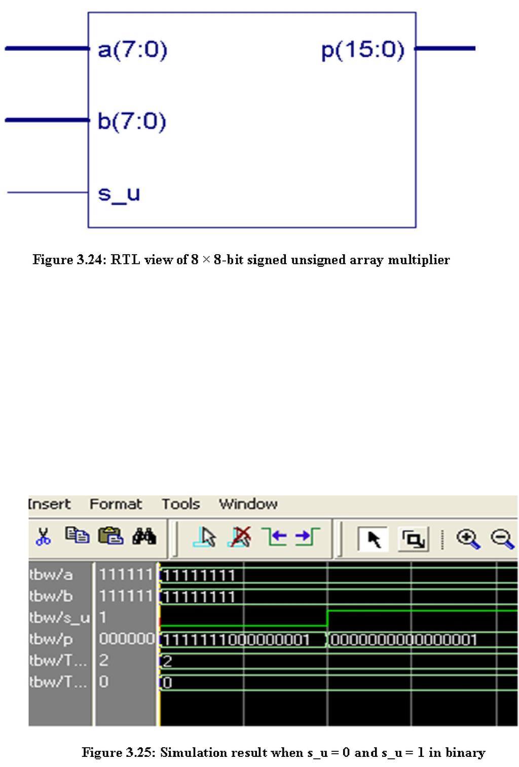 Figure 3.25 shows the simulation result of an 8-bit multiplier.