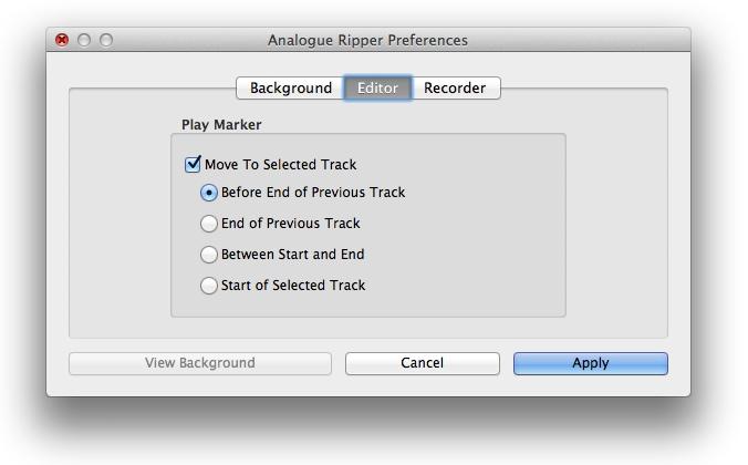 B. Play Marker options If you check the Move To Selected Track option, a click on a track in the track list will move the play marker to the beginning of the selected track.
