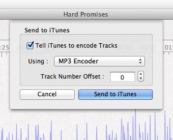 D. Sending Tracks to itunes You can send your tracks to itunes, they will be added to your library of songs and the track name, album, artist, composer, etc.