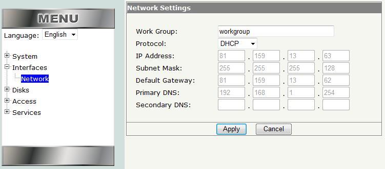 Section 3: Interfaces 3.1 Network This section contains the LAN settings to configure your BOSSNAS122 to the network.