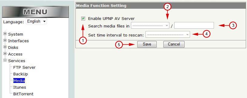 6.3 Media This device supports UPnP AV server, which allows users to play media files with UPnP client (ex. DMA devices). Follow the steps below to enable this function: a.