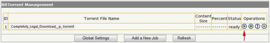 5) Select Start job The Torrent file will start downloading.